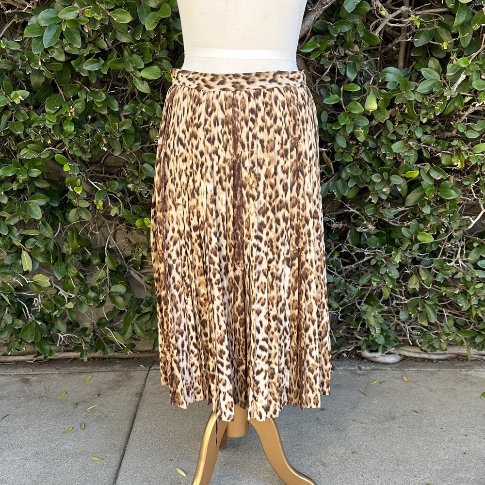 J. Crew Leopard Print Pleated Skirt Size 8